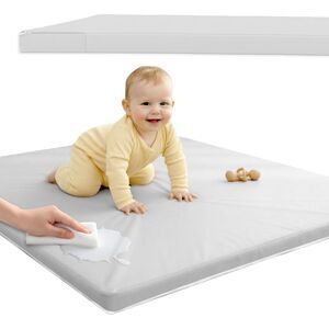 50x50 Vegan Leather Baby Play Mat 1" Thick Waterproof Gray